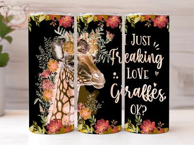 Just A Girl Who Loves Giraffe 20oz Tumbler Png, Straight & Tapered Tumbler Png, Giraffe Tumbler Png, Digital Download PNG Sublimation Lara' s Designs 
