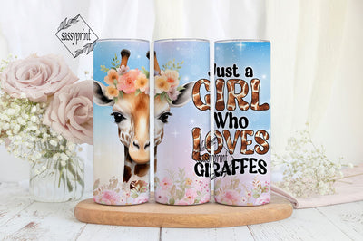 Just a Girl Who Loves Giraffes 20 oz Skinny Tumbler Sublimation Design Digital Download PNG Sublimation sassyprint 
