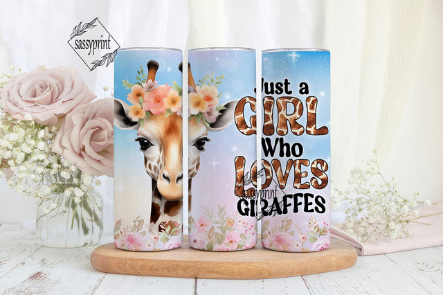 Just a Girl Who Loves Giraffes 20 oz Skinny Tumbler Sublimation Design Digital Download PNG Sublimation sassyprint 