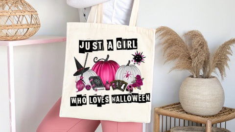 Just A Girl Who Loves Halloween PNG, Halloween Sublimation, Pumpkin Witch PNG Sublimation So Fontsy VIP Design Shop 