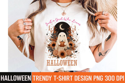 Just a Girl Who Loves Halloween Sublimation Design,Halloween,Halloween PNG,Halloween Sublimation design,Halloween Sublimation png,Funny Halloween Design,Halloween t-shirt Design Sublimation BlackCatsMedia 