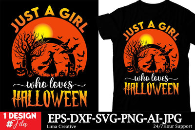 Just A Girl Who Loves Halloween Sublimation T-shirt Design Sublimation Insomnia Std 