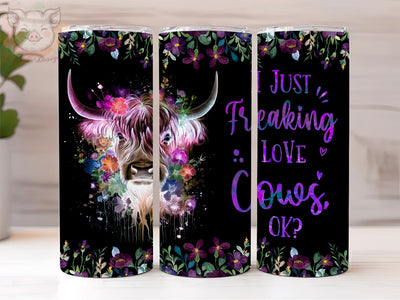 Just A Girl Who Loves Highland Cow 20oz Tumbler Png, Straight & Tapered Tumbler Png, Highland Cow Tumbler Png, Digital Download PNG Sublimation Lara' s Designs 