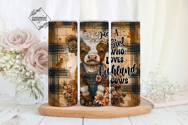 Just A Girl Who Loves Highland Cows 20 oz Skinny Tumbler Sublimation Design, Highland Cow Tumbler Wrap, Cow Tumbler Wrap, Digital Download Sublimation sassyprint 