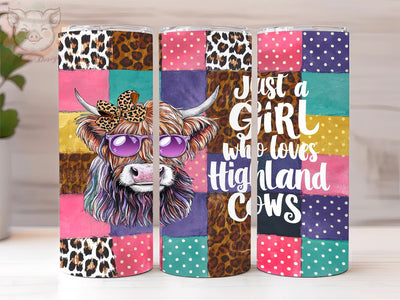 Just A Girl Who Loves Highland Cows 20oz Tumbler Png, Straight & Tapered Tumbler Png, Highland Cow Tumbler Png, Digital Download PNG Sublimation Lara' s Designs 