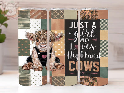 Just A Girl Who Loves Highland Cows 20oz Tumbler Png, Straight & Tapered Tumbler Png, Highland Cow Tumbler Png, Digital Download PNG Sublimation Lara' s Designs 