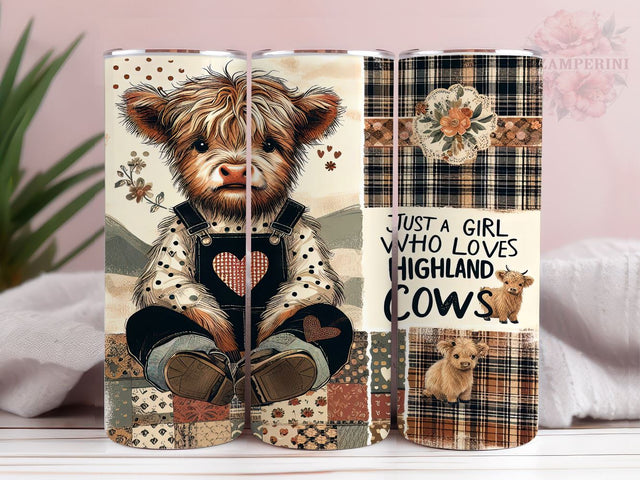 Just A Girl Who Loves Highland Cows 20oz Tumbler Wrap PNG, Highland Cow Tumbler Png, Straight & Tapered Tumbler Wrap, Instant Digital Download Sublimation Li Zamperini 