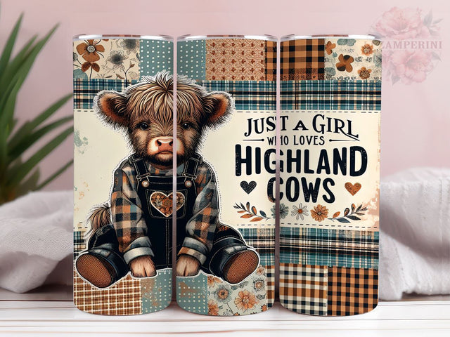 Just A Girl Who Loves Highland Cows 20oz Tumbler Wrap PNG, Highland Cow Tumbler Png, Straight & Tapered Tumbler Wrap, Instant Digital Download Sublimation Li Zamperini 