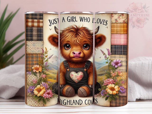 Just A Girl Who Loves Highland Cows 20oz Tumbler Wrap PNG, Highland Cow Tumbler Png, Straight & Tapered Tumbler Wrap, Instant Digital Download Sublimation Li Zamperini 