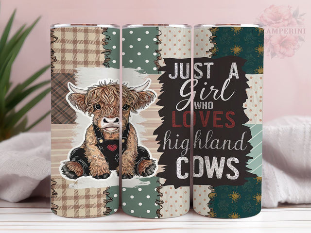 Just A Girl Who Loves Highland Cows 20oz Tumbler Wrap PNG, Highland Cow Tumbler Png, Straight & Tapered Tumbler Wrap, Instant Digital Download Sublimation Li Zamperini 