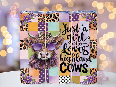 Just A Girl Who Loves Highland Cows 20oz Tumbler Wrap Sublimation Design, Straight Tapered Tumbler Wrap, Highland Cow Tumbler Png, Instant Digital Download Sublimation SvggirlplusArt 