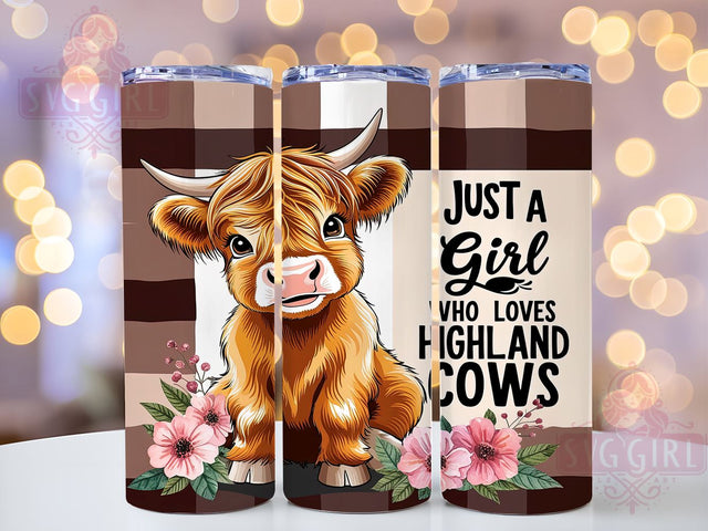 Just A Girl Who Loves Highland Cows 20oz Tumbler Wrap Sublimation Design, Straight Tapered Tumbler Wrap, Highland Cow Tumbler Png, Instant Digital Download Sublimation SvggirlplusArt 