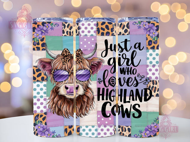 Just A Girl Who Loves Highland Cows 20oz Tumbler Wrap Sublimation Design, Straight Tapered Tumbler Wrap, Highland Cows Tumbler Png, Instant Digital Download Sublimation SvggirlplusArt 