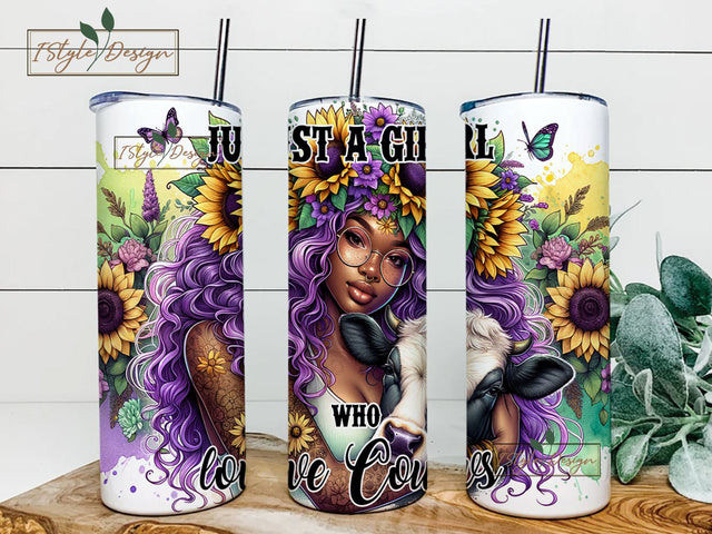 Just A Girl Who Loves Highland Cows Tumbler Wrap 20 oz Skinny Tumbler Sublimation Design, Cow Tumbler Wrap, Cow Tumbler PNG Sublimation iStyleDesign 