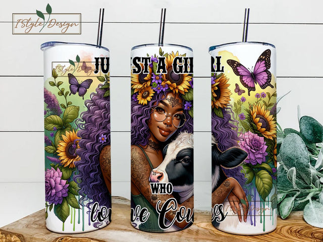 Just A Girl Who Loves Highland Cows Tumbler Wrap 20 oz Skinny Tumbler Sublimation Design, Cow Tumbler Wrap, Cow Tumbler PNG Sublimation iStyleDesign 