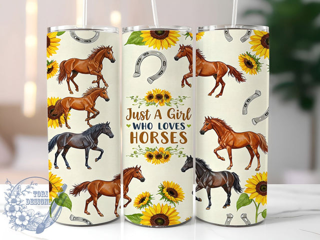 Just A Girl Who Loves Horses 20oz Tumbler Wrap, Equestrian Gift Mug, Girl Loves Horses Cup, Western Horse Design, Rodeo Horse Wrap, Country Girl Tumbler, Sublimation Tumbler Wrap Sublimation ToriDesigns 