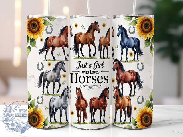 Just A Girl Who Loves Horses 20oz Tumbler Wrap, Equestrian Gift Mug, Girl Loves Horses Cup, Western Horse Design, Rodeo Horse Wrap, Country Girl Tumbler, Sublimation Tumbler Wrap Sublimation ToriDesigns 
