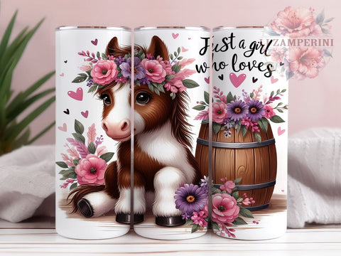 Just A Girl Who Loves Horses 20oz Tumbler Wrap PNG, Baby Horse Tumbler PNG Sublimation Design, Straight & Tapered Tumbler Wrap, Instant Digital Download Sublimation Li Zamperini 