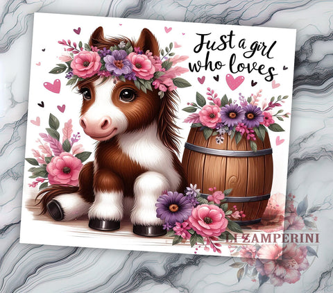 Just A Girl Who Loves Horses 20oz Tumbler Wrap PNG, Baby Horse Tumbler PNG Sublimation Design, Straight & Tapered Tumbler Wrap, Instant Digital Download Sublimation Li Zamperini 
