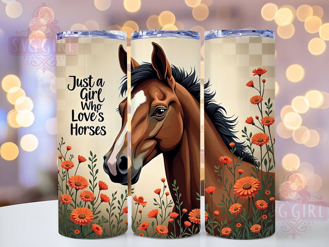 Just a Girl Who Loves Horses 20oz Tumbler Wrap Sublimation Design, Straight Tapered Tumbler Wrap, Baby Horse Tumbler Png, Instant Digital Download Sublimation SvggirlplusArt 
