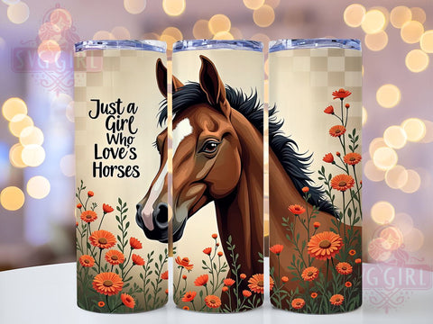 Just a Girl Who Loves Horses 20oz Tumbler Wrap Sublimation Design, Straight Tapered Tumbler Wrap, Baby Horse Tumbler Png, Instant Digital Download Sublimation SvggirlplusArt 