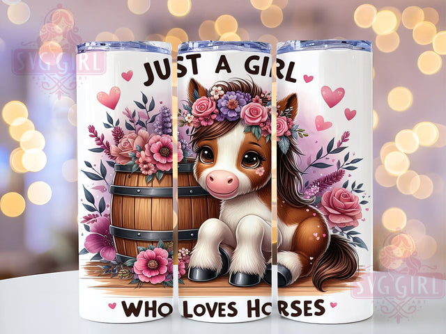 Just A Girl Who Loves Horses 20oz Tumbler Wrap Sublimation Design, Straight Tapered Tumbler Wrap, Horse Tumbler Png, Instant Digital Download Sublimation SvggirlplusArt 