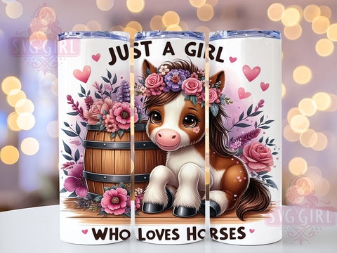 Just A Girl Who Loves Horses 20oz Tumbler Wrap Sublimation Design, Straight Tapered Tumbler Wrap, Horse Tumbler Png, Instant Digital Download Sublimation SvggirlplusArt 