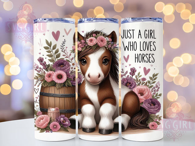 Just A Girl Who Loves Horses 20oz Tumbler Wrap Sublimation Design, Straight Tapered Tumbler Wrap, Horse Tumbler Png, Instant Digital Download Sublimation SvggirlplusArt 