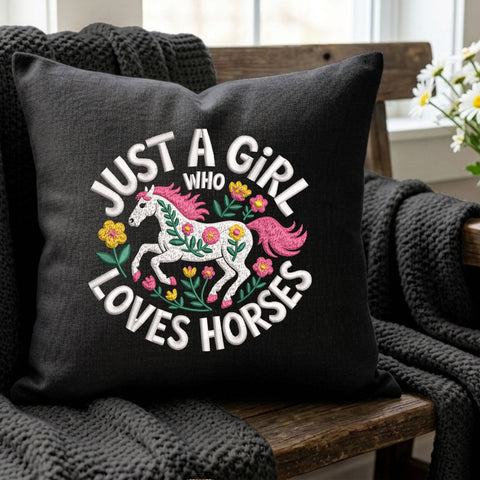 Just a Girl Who Loves Horses Embroidery Design – Floral Horse Girl Machine Embroidery File, 9 Sizes Embroidery/Applique DESIGNS PatternFeed8 