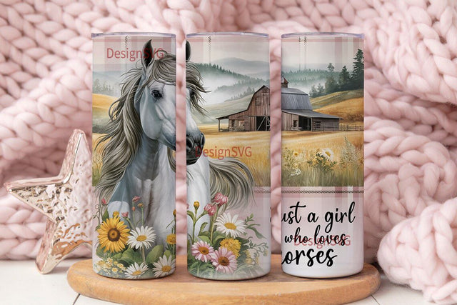 Just a girl who loves horses, Horse Tumbler PNG, Horse Tumbler Wrap Sublimation Design 20oz Skinny Straight Tumbler, Digital Download Sublimation DesignSVG 