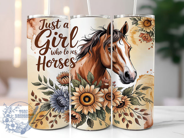 Just A Girl Who Loves Horses Tumbler, Just A Girl Who Loves Horses, Equestrian PNG Design, 20oz Sublimation Wrap, Country Girl Cup, Horse Tumbler Design, Western Horse Wrap Sublimation ToriDesigns 