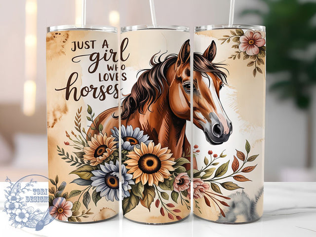 Just A Girl Who Loves Horses Tumbler, Just A Girl Who Loves Horses, Equestrian PNG Design, 20oz Sublimation Wrap, Country Girl Cup, Horse Tumbler Design, Western Horse Wrap Sublimation ToriDesigns 