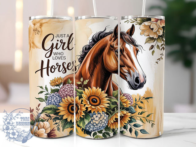 Just A Girl Who Loves Horses Tumbler, Just A Girl Who Loves Horses, Equestrian PNG Design, 20oz Sublimation Wrap, Country Girl Cup, Horse Tumbler Design, Western Horse Wrap Sublimation ToriDesigns 