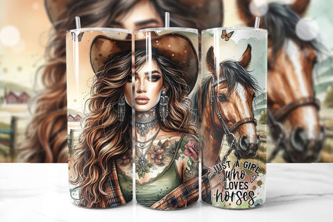 Just A Girl Who Loves Horses Tumbler Sublimation PNG Sublimation BijouBay 