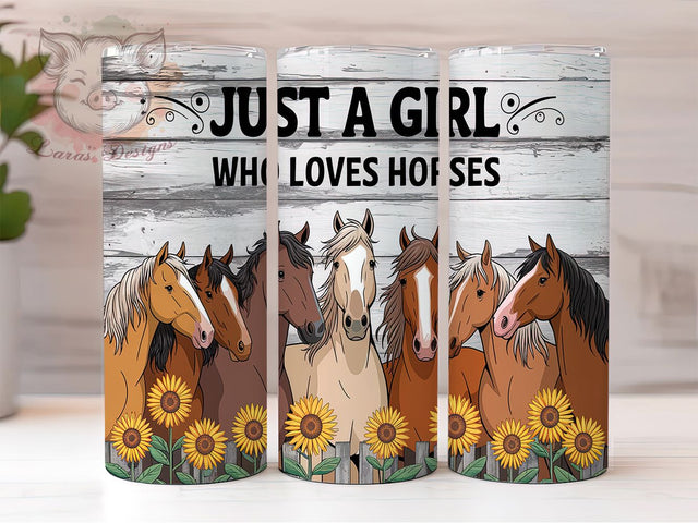 Just a Girl Who Loves Horses Tumbler Wrap, Horse Lover Sublimation Design, 20oz Skinny Tumbler Wrap, Western Horse Art, Equestrian Gift Idea, Farm Animal Tumbler Wrap Sublimation Lara' s Designs 