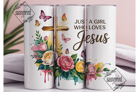 Just a Girl Who Loves Jesus Tumbler Wrap Sublimation sassyprint 