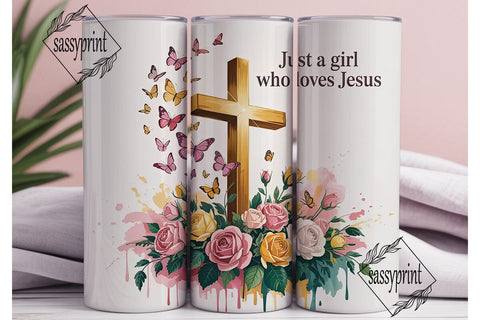 Just a Girl Who Loves Jesus Tumbler Wrap Sublimation sassyprint 