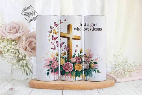 Just a Girl Who Loves Jesus Tumbler Wrap Sublimation sassyprint 