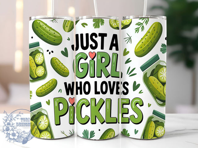 Just a Girl Who Loves Pickles 20oz Tumbler, Funny Pickle Tumbler, 20oz Sublimation Wrap, Cute Foodie Tumbler, Dill Pickle Design, Quirky Drinkware, Snack Lover Gift Sublimation ToriDesigns 