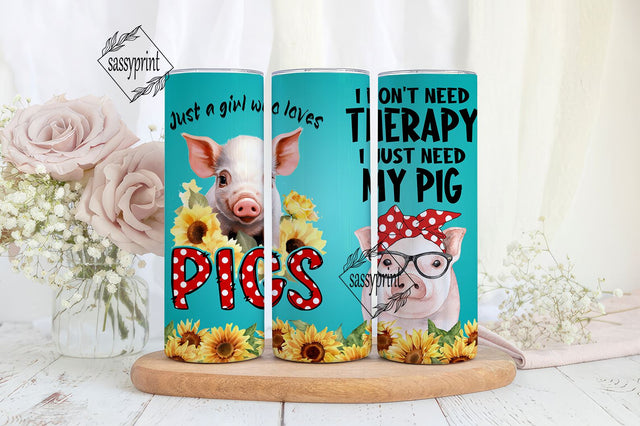 Just A Girl Who Loves Pigs, Cute Pig Floral Tumbler Png, Tumbler Wrap Farm Seamless Designs, Skinny Tumbler, 20oz Design PNG, Pig Tumbler Png, Floral Pig Png Sublimation sassyprint 