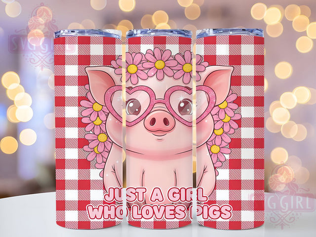 Just a Girl Who Loves Pigs Tumbler, Cute Pink Pig Sublimation, Farm Animal Tumbler Wrap, 20oz Skinny Tumbler Wrap, Adorable Pig Lover Design, Funny Farm Girl Wrap, Country Pig Sublimation Sublimation SvggirlplusArt 