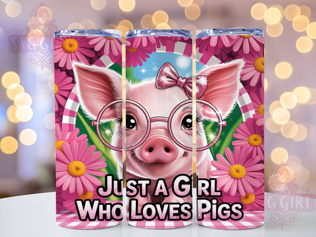 Just a Girl Who Loves Pigs Tumbler, Cute Pink Pig Sublimation, Farm Animal Tumbler Wrap, 20oz Skinny Tumbler Wrap, Adorable Pig Lover Design, Funny Farm Girl Wrap, Country Pig Sublimation Sublimation SvggirlplusArt 