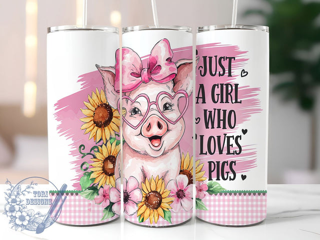 Just A Girl Who Loves Pigs Tumbler Wrap, Cute Pig Lover Farmhouse Tumbler, Farm Animal Cup, Country Girl Tumbler, Rustic Farmhouse Drinkware, Pink Piggy Mug, Funny Animal Tumbler Sublimation ToriDesigns 