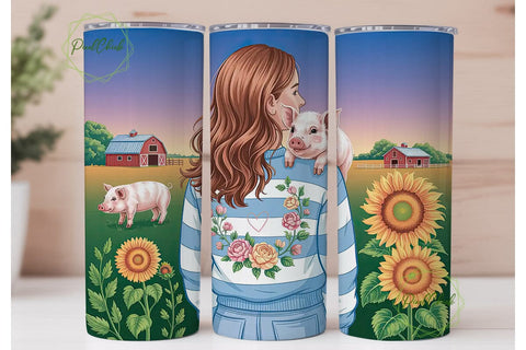 Just A Girl Who Loves Pigs Tumbler Wrap Sublimation PixelChick 