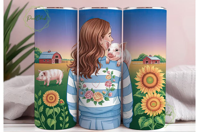 Just A Girl Who Loves Pigs Tumbler Wrap Sublimation PixelChick 