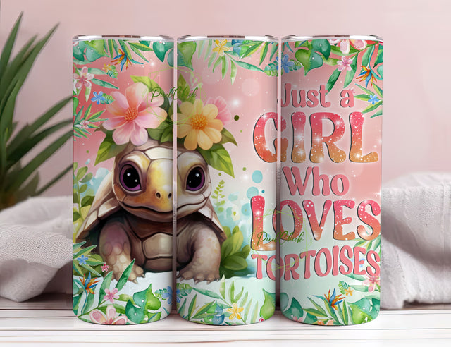 Just a Girl Who Loves Tortoises 20 oz Skinny Tumbler Sublimation Design Digital Download PNG Sublimation PixelChick 