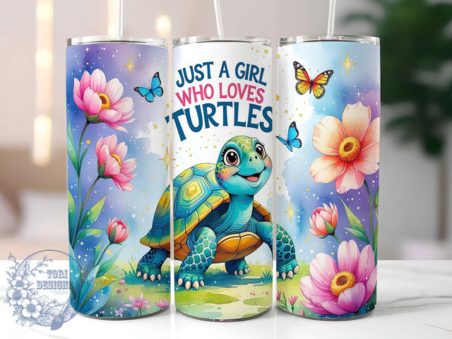 Just A Girl Who Loves Turtles Tumbler Wrap, Girl Loves Turtles Mug, Sea Turtle Design, Ocean Theme Cup, Cute Turtle Gift, Marine Life Tumbler, Sublimation Tumbler Wrap Sublimation ToriDesigns 