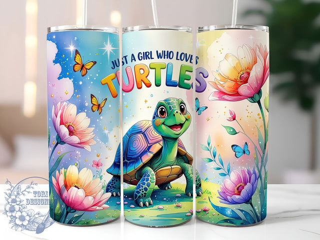 Just A Girl Who Loves Turtles Tumbler Wrap, Girl Loves Turtles Mug, Sea Turtle Design, Ocean Theme Cup, Cute Turtle Gift, Marine Life Tumbler, Sublimation Tumbler Wrap Sublimation ToriDesigns 