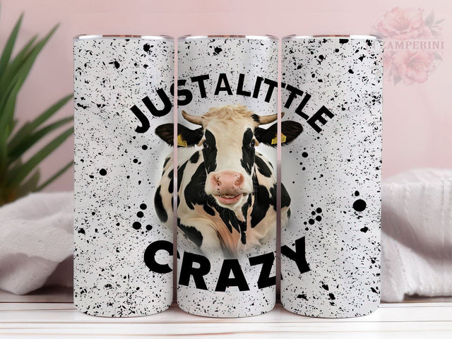 Just A Little Crazy Cow 20oz Tumbler Wrap PNG, Quote Funny Tumbler Png, Straight & Tapered Tumbler Wrap, Instant Digital Download Sublimation Li Zamperini 