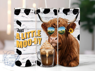 Just A Little Moody 20oz Skinny Tumbler, Highland Cow Tumbler Png, Straight & Tapered Tumbler Wrap, Instant Digital Download Sublimation ToriDesigns 